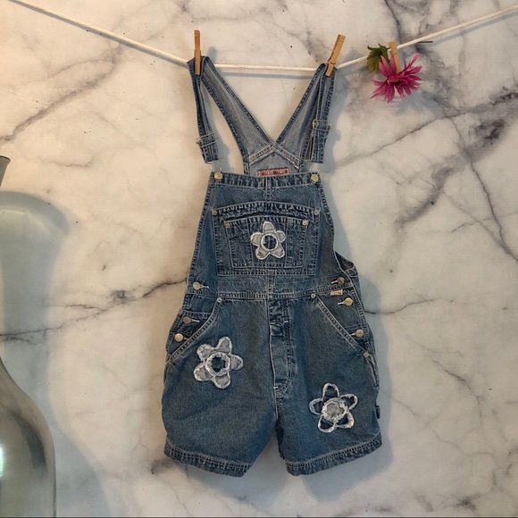 Revolt Jeans Denim - 🆕 Revolt Jean Short Flower Overalls Size Medium